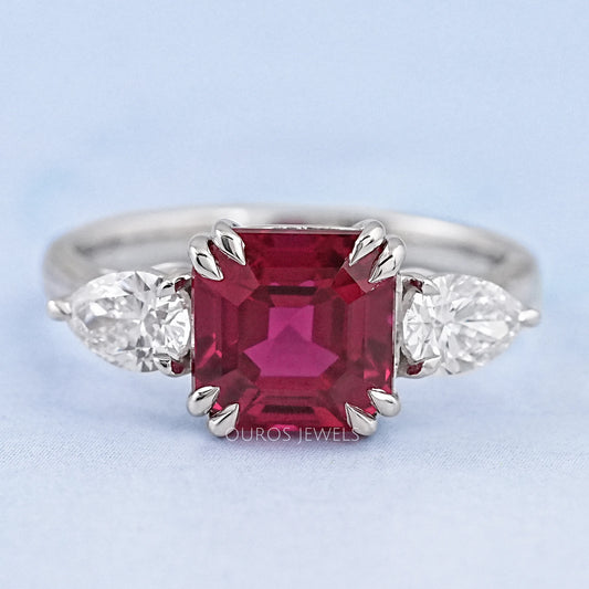 Ruby And Diamond Three Stone Ring Rings