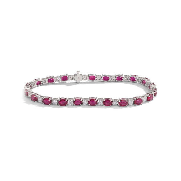 Pink Oval Lab-Created Ruby Tennis Bracelet