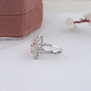 Double Halo Pink Heart Cut Lab Diamond Engagement ring