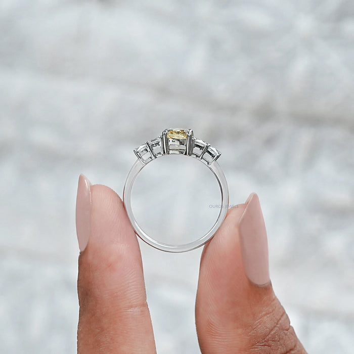 Yellow Cushion Lab Diamond Engagement Ring