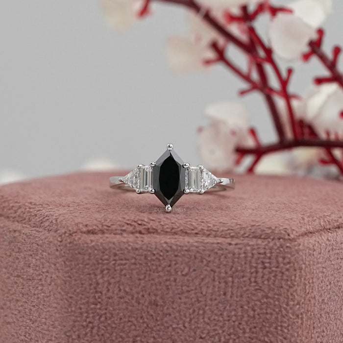Black Dutch Marquise Cut Accent Anniversary Ring