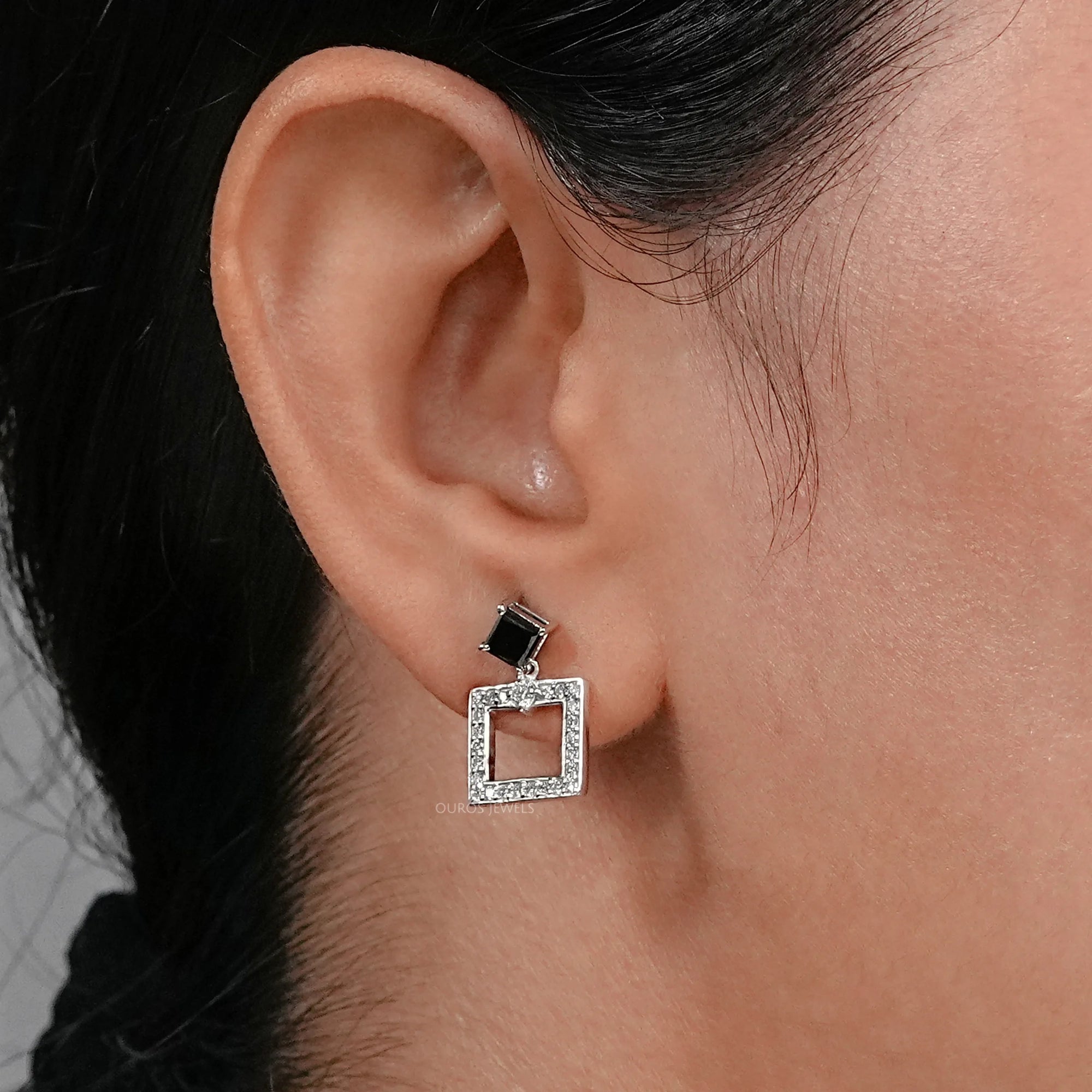 Black Princess Lab Diamond Drop Earrings Earrings