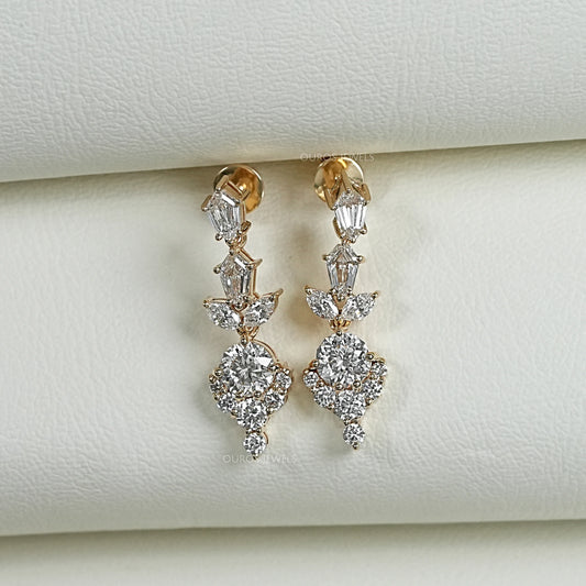 Multi Diamond Dangle Earring