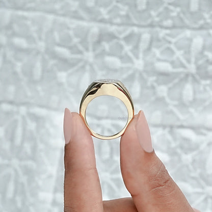Antique Bull Cut Lab Diamond Wedding Ring Rings