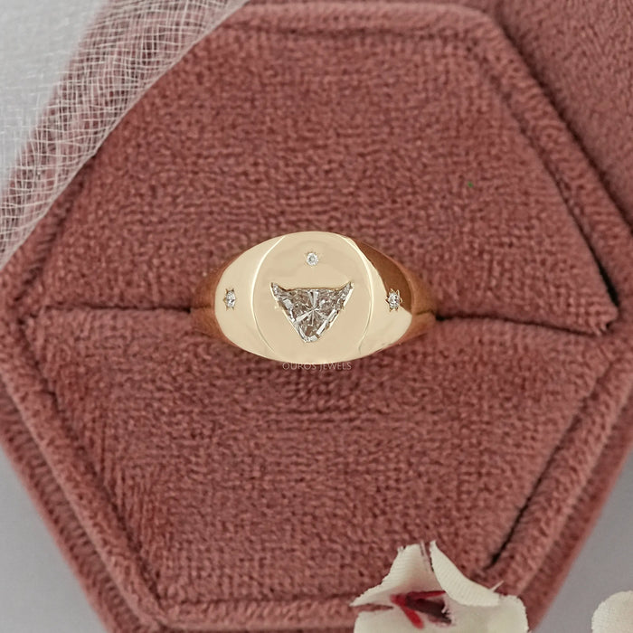 Antique Bull Cut Lab Diamond Wedding Ring