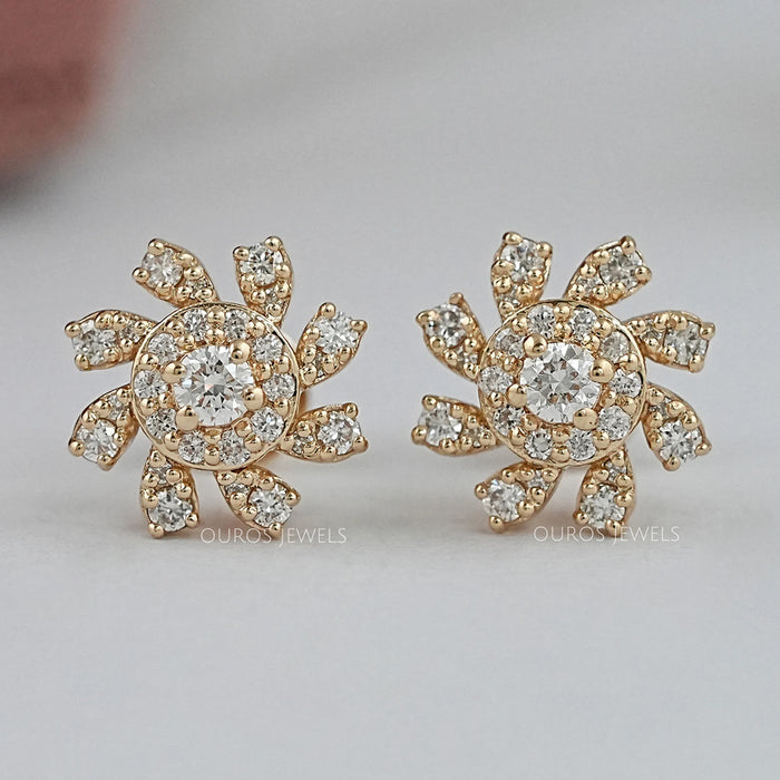 Floral Shape  Lab Diamond Stud