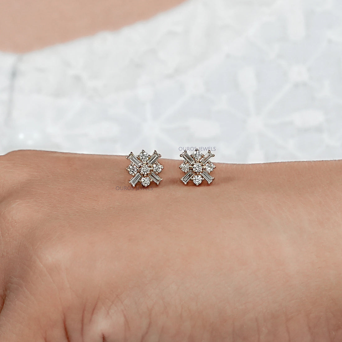 Antique Baguette Cut Lab Diamond Earrings Earring