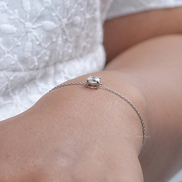 Solitaire Round Diamond Chain Bracelet