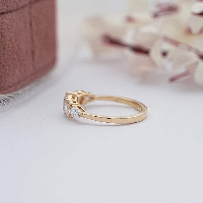 Round And Pear Diamond Five Stone Engagement Ring