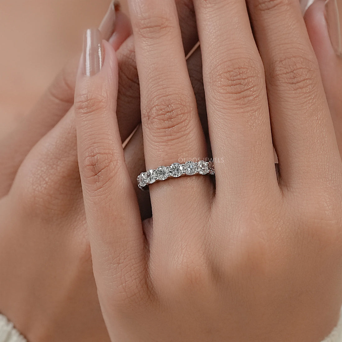Round Diamond Eternity Wedding Band Ring