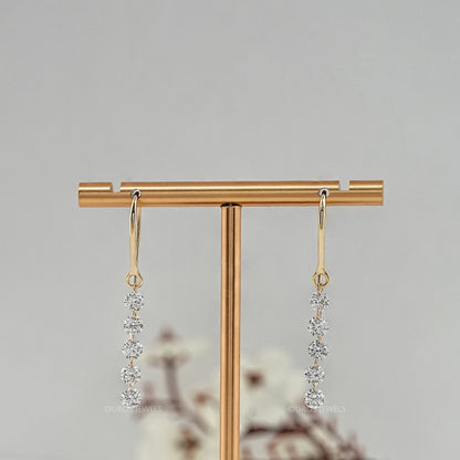 Lab Grown Round Diamond Wire Hook Back Dangle Earrings