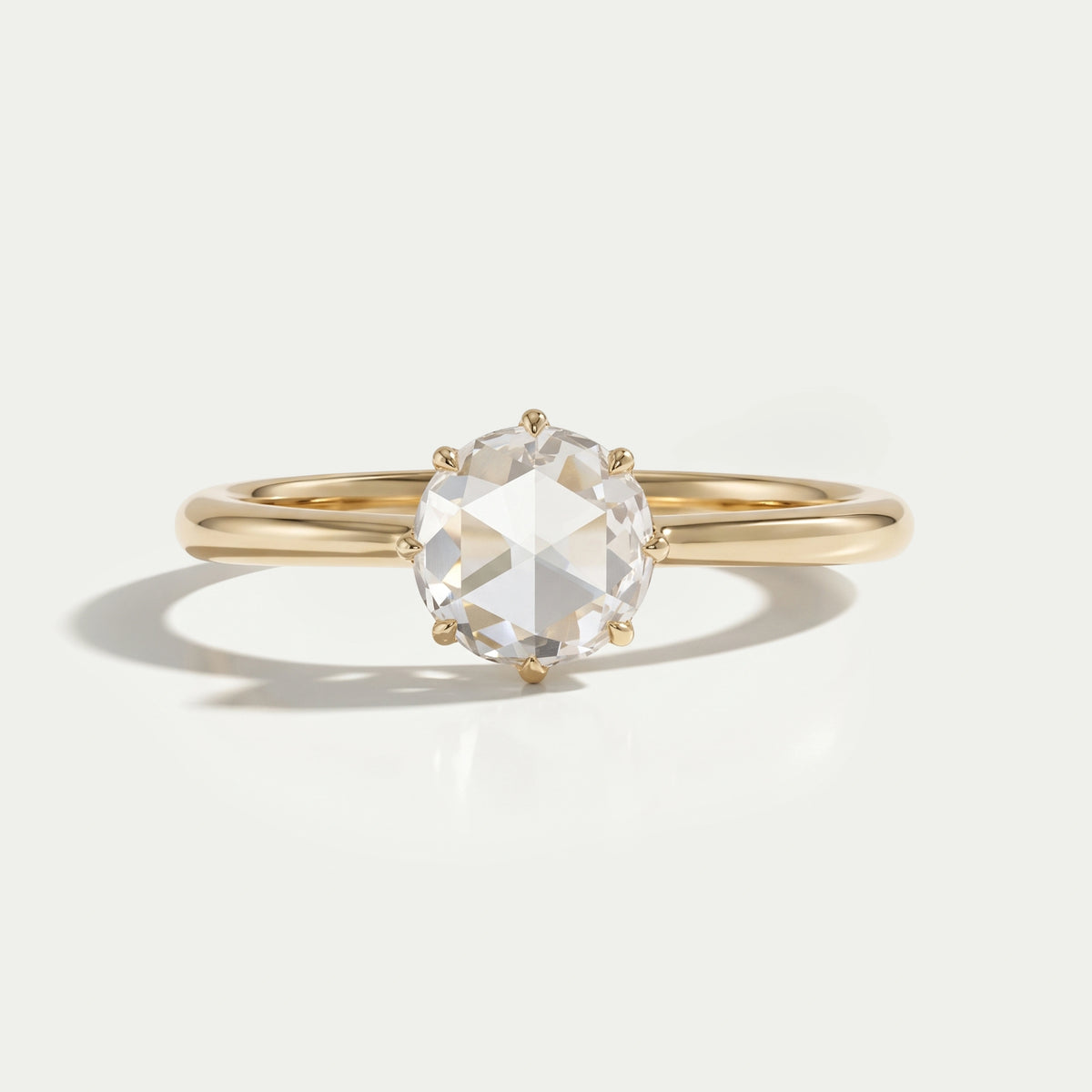 Rose Cut Round Diamond Solitaire Engagement Ring Ring