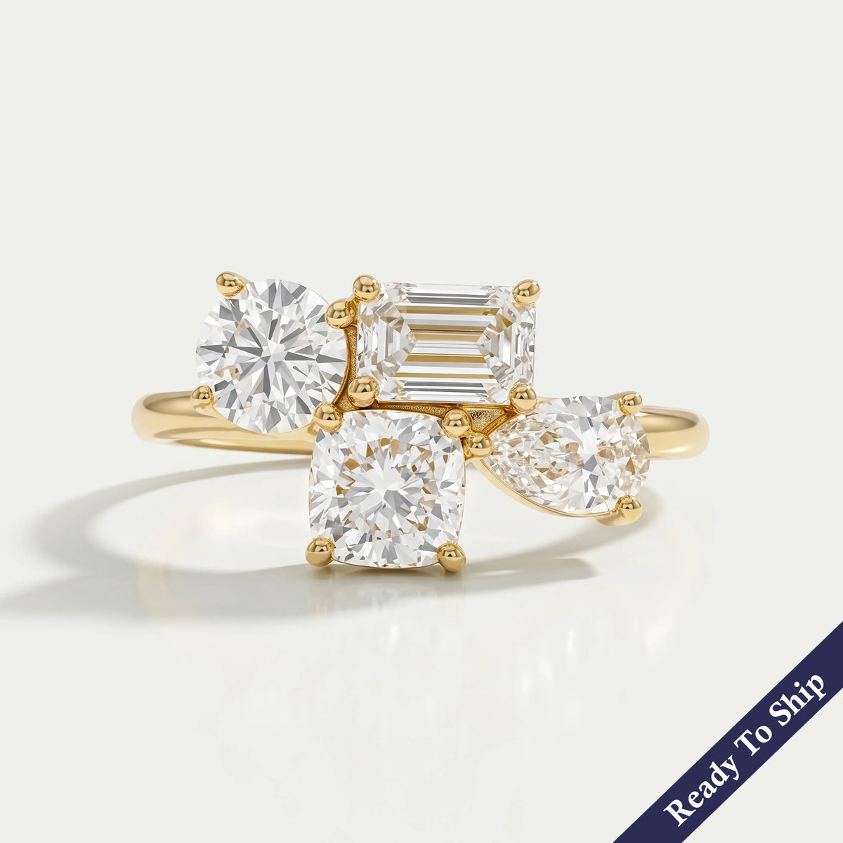 Multi Shape Lab Diamond Cluster Engagement Ring Ring