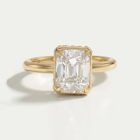 Old Mine Cushion Cut Hidden Halo Engagement Ring Rings