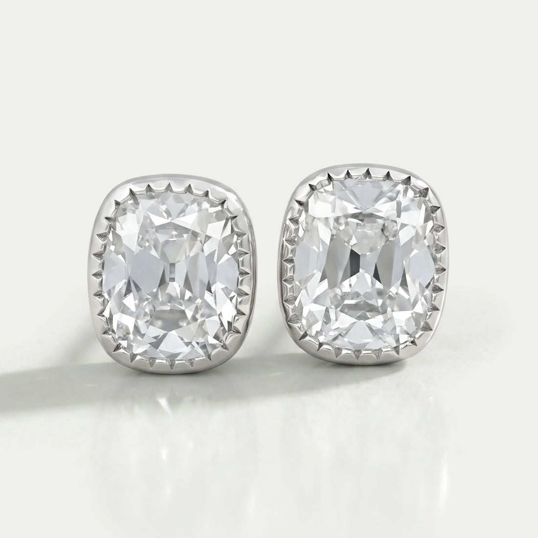 Old Mine Cushion Cut Lab Diamond Milgrain Earrings Earrings