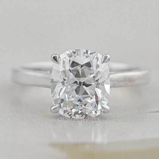 Old Mine Cushion Lab Diamond Solitaire Engagement Ring Ring