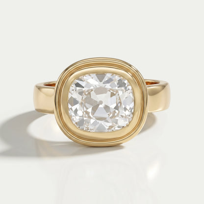 Old Mine Cushion Cut Bezel Set Ring