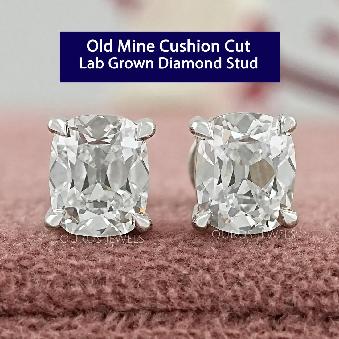 Old Mine Cushion Lab Diamond Stud Earring