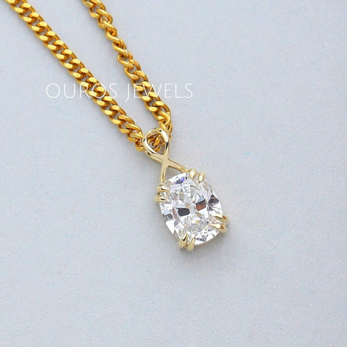 Old Mine Oval Diamond Solitaire Pendant