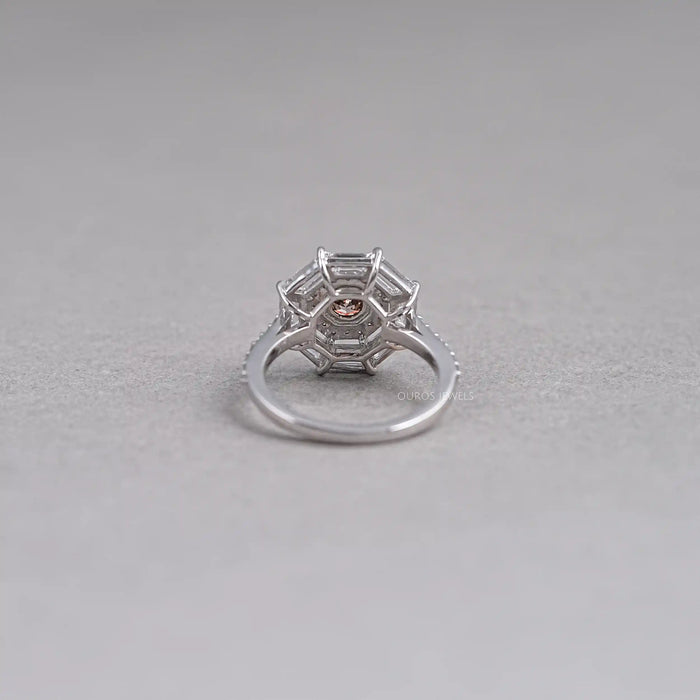 Brown Octagon Diamond Double Halo Ring