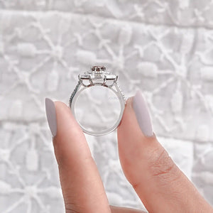 Brown Octagon Diamond Double Halo Ring