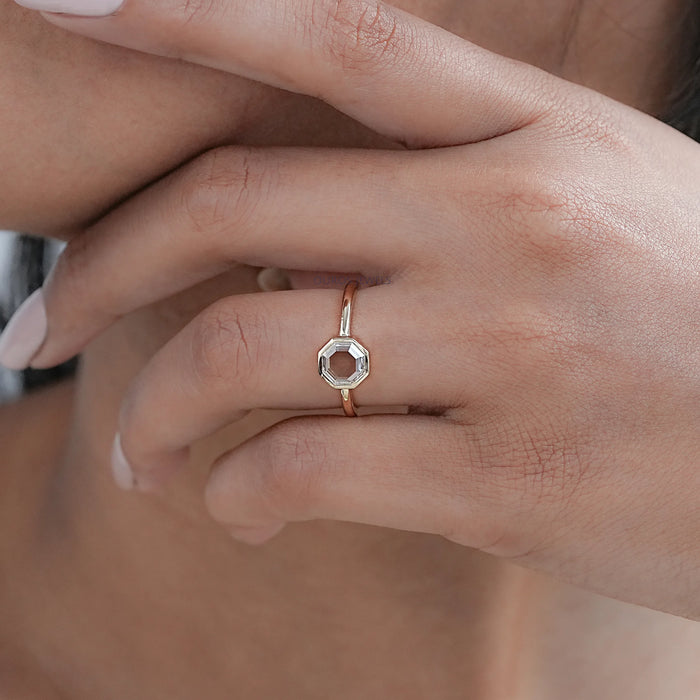 Octagon Portrait Cut Lab Diamond Solitaire Ring