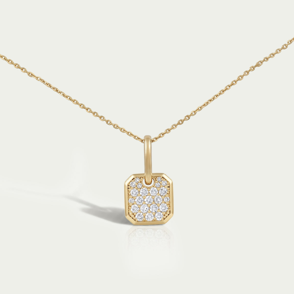 Octagon Shape Lab Diamond Pave Set Pendant Necklaces