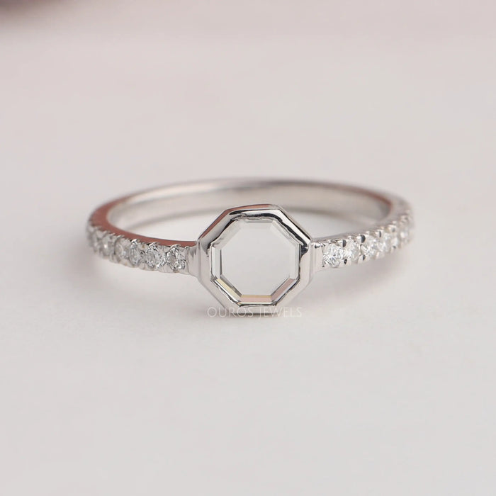 Portrait cut lab diamond engagement ring crafted with octagon shape diamond