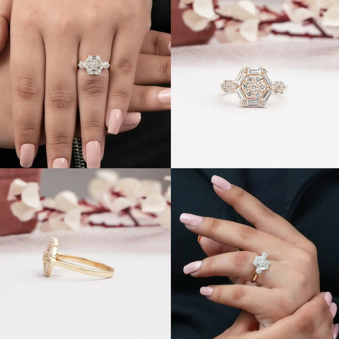 [Octagon Shape Diamond Ring]-[Ouros Jewels]