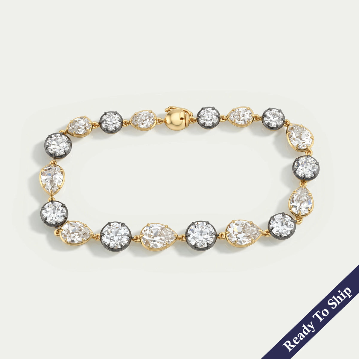 Multi Shape Diamond Button Back Tennis Bracelet