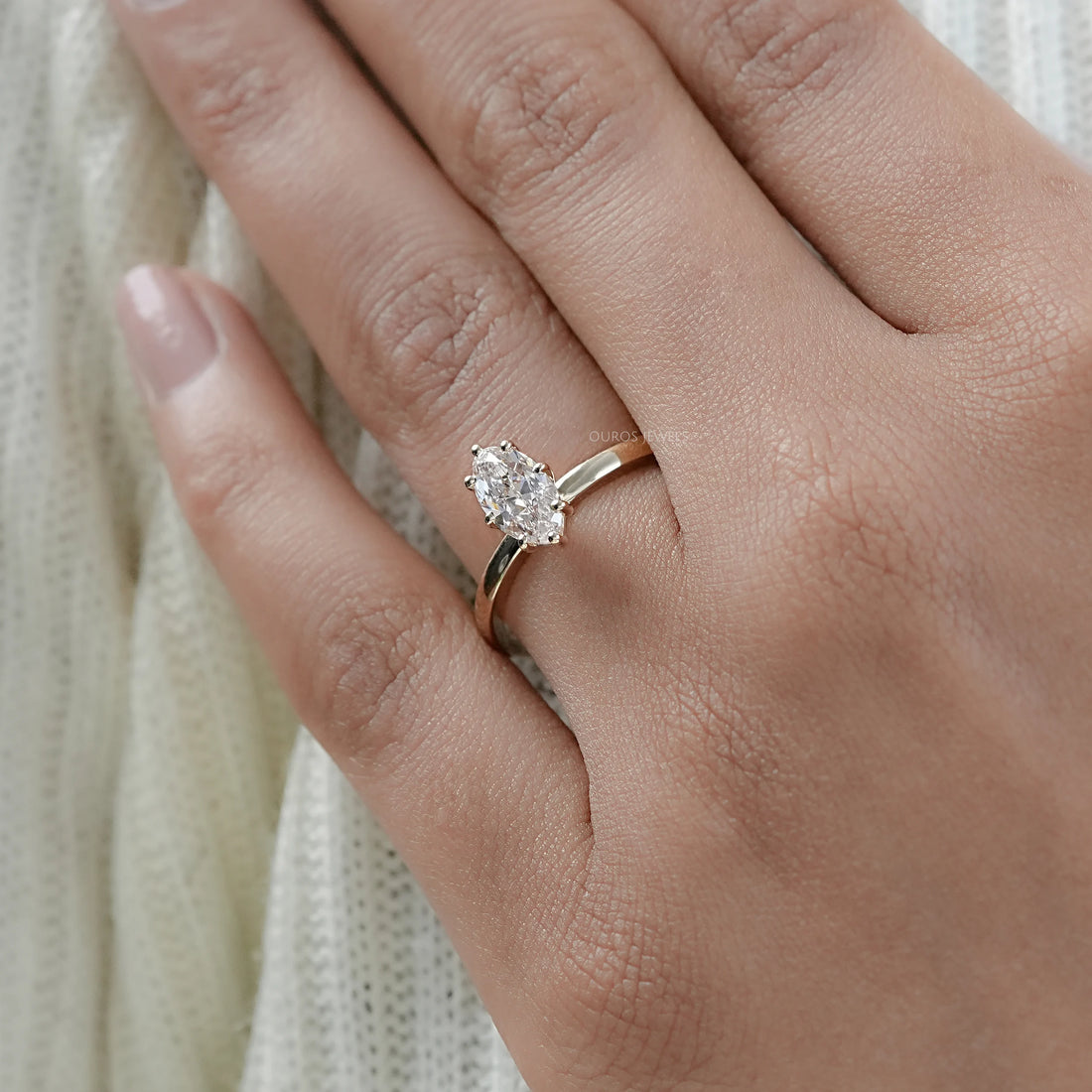 Old Mine Moval Cut Solitaire Engagement Ring Rings