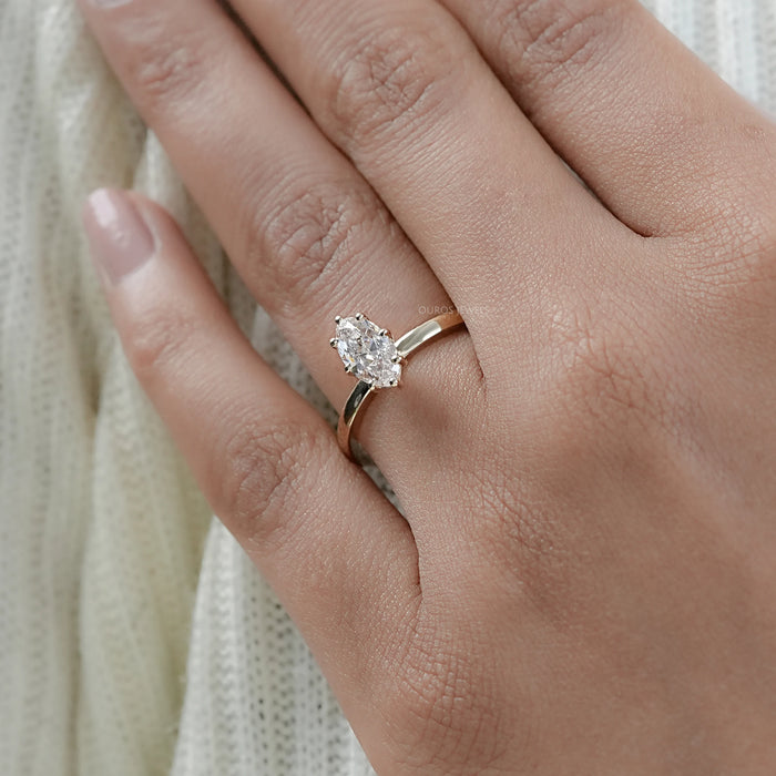 Old Mine Moval Cut Solitaire Engagement Ring