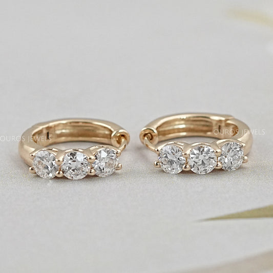 Old European Cut Round Diamond Hoop Earrings For Her Earring