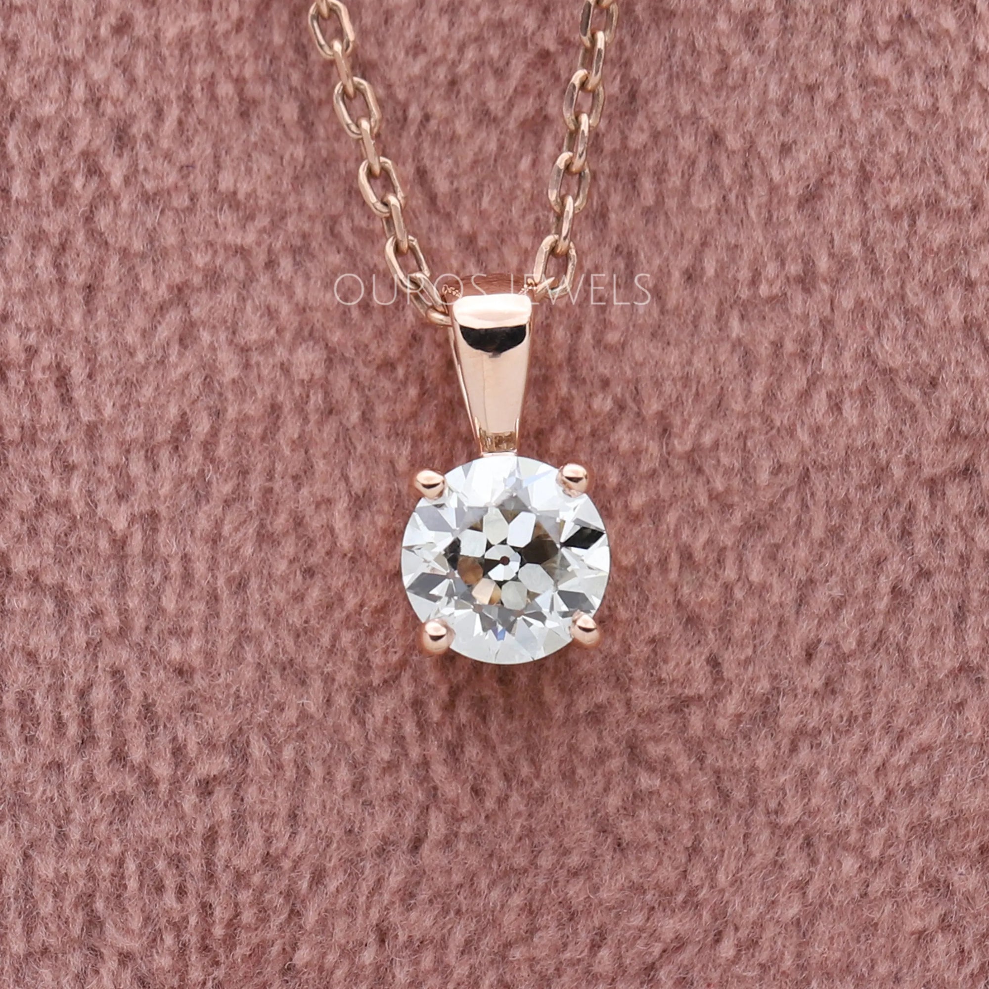 Old European Round Cut Solitaire Pendant Necklaces