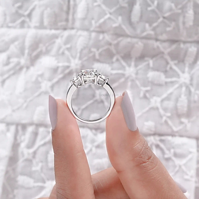 3 Stone Old European Round Diamond Engagement Ring