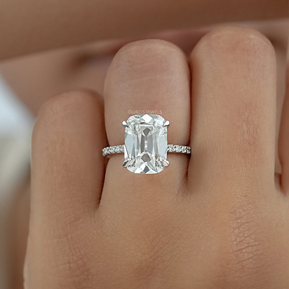 Old Mine Cushion Cut Solitaire Accent Ring Ring