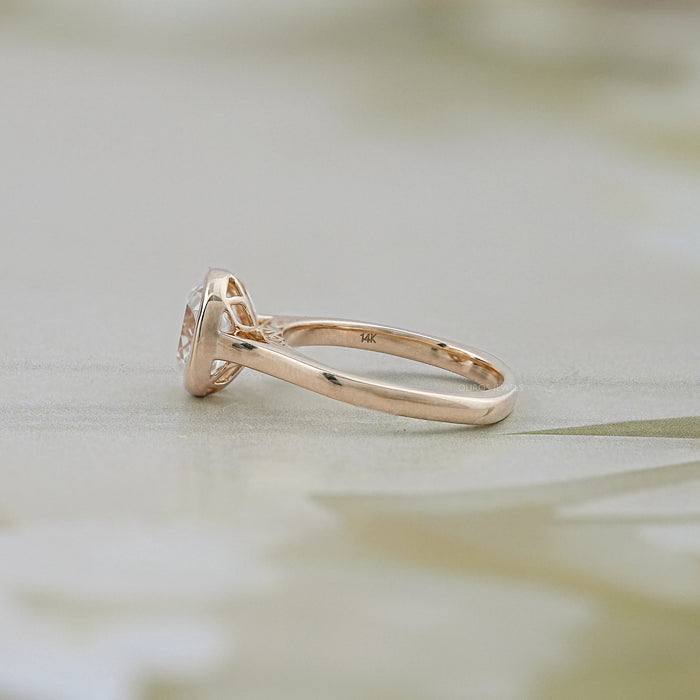 Old Mine Cushion Cut Bezel Set Solitaire Engagement Ring