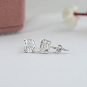 Old Mine Cushion Lab Diamond Stud - IGI Certified