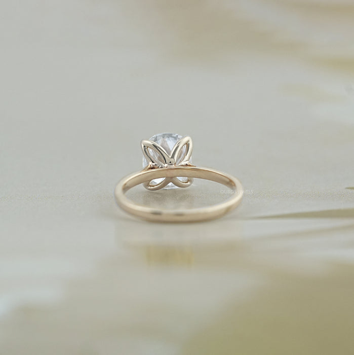 Old Mine Cushion Petal Solitaire Engagement Ring
