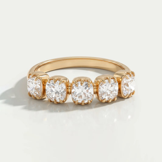 Old Mine Cushion Cut Five Stone Ring Rings