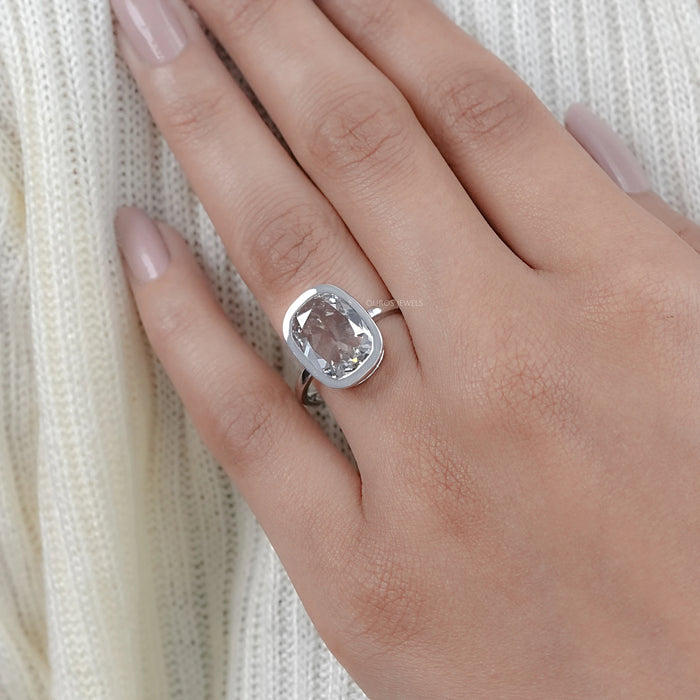 Old Mine Cushion Cut Bezel Set Solitaire Engagement Ring