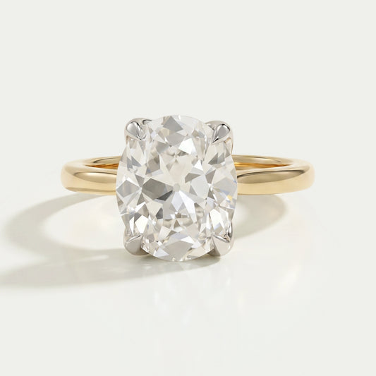 Solitaire Old Mine Cut Oval Diamond Engagement Ring Rings