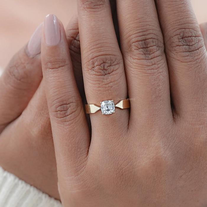 Old Mine Cushion Lab Diamond Solitaire Ring