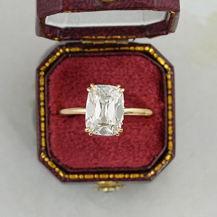 Elongated Old Mine Cushion Cut Diamond Ring