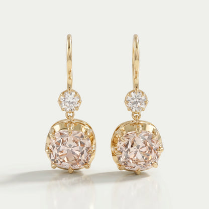 Old Mine Cushion Lab Diamond Dangle Earrings Earrings