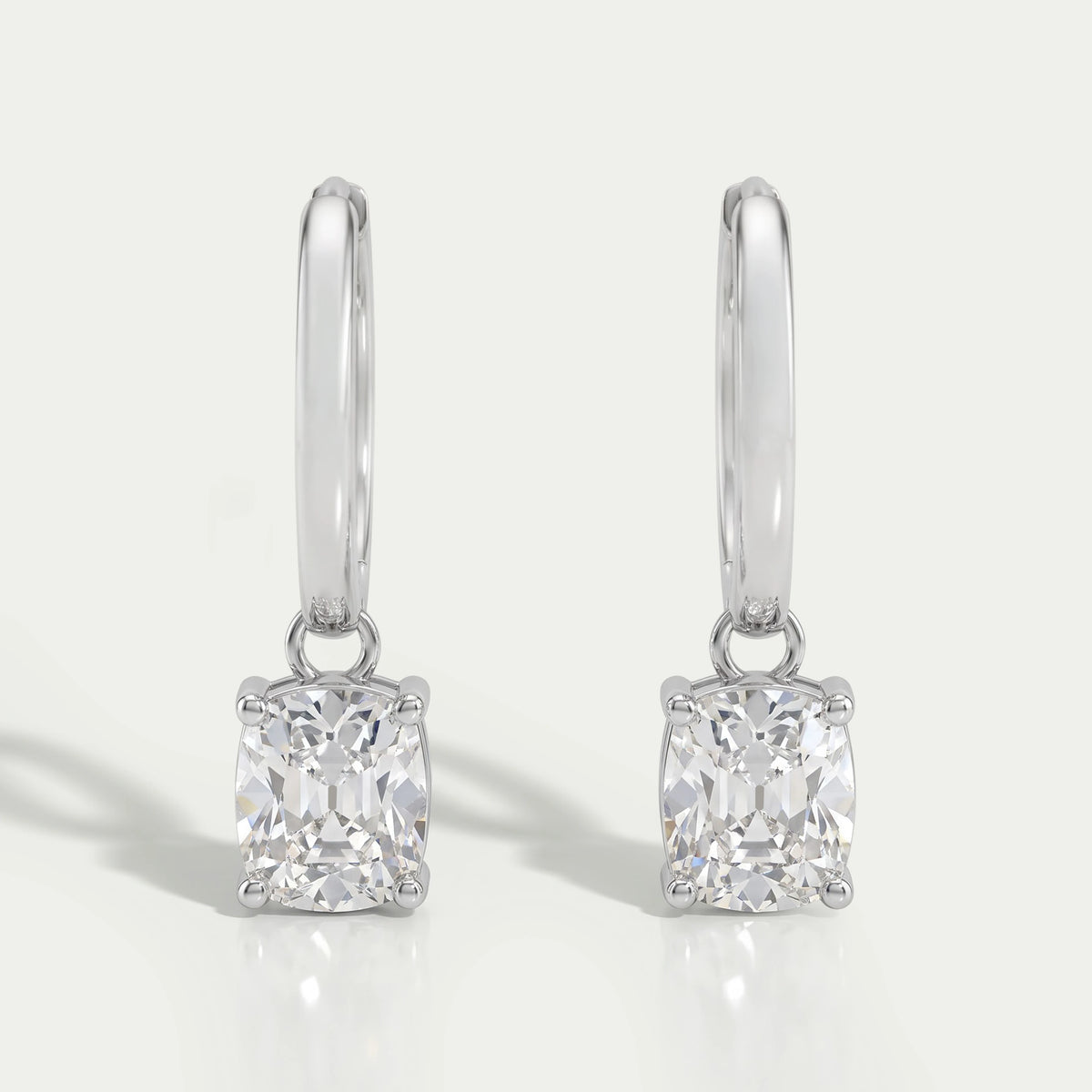 Old Mine Cushion Cut Dangle Hoop Earrings Earrings