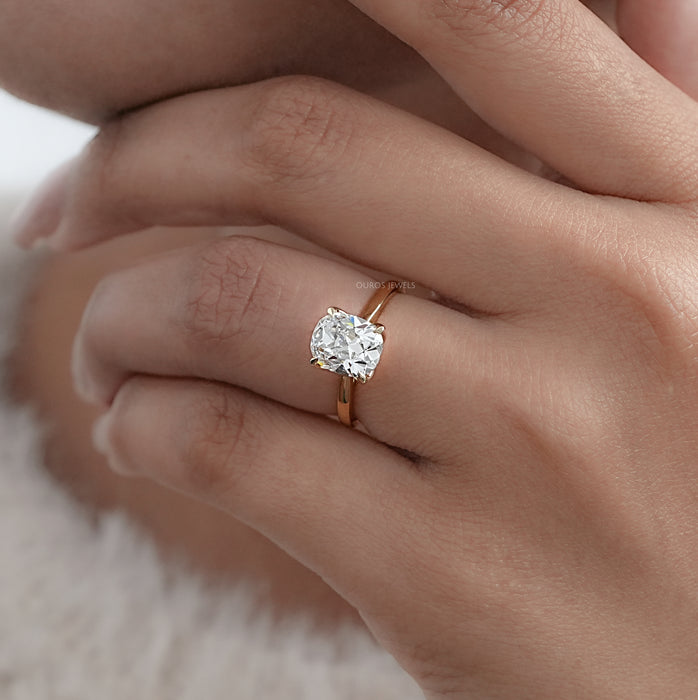 Old Mine Cushion Petal Solitaire Engagement Ring