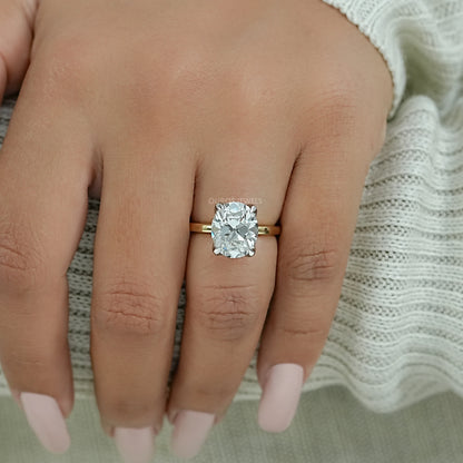 Solitaire Old Mine Cut Oval Diamond Engagement Ring Rings