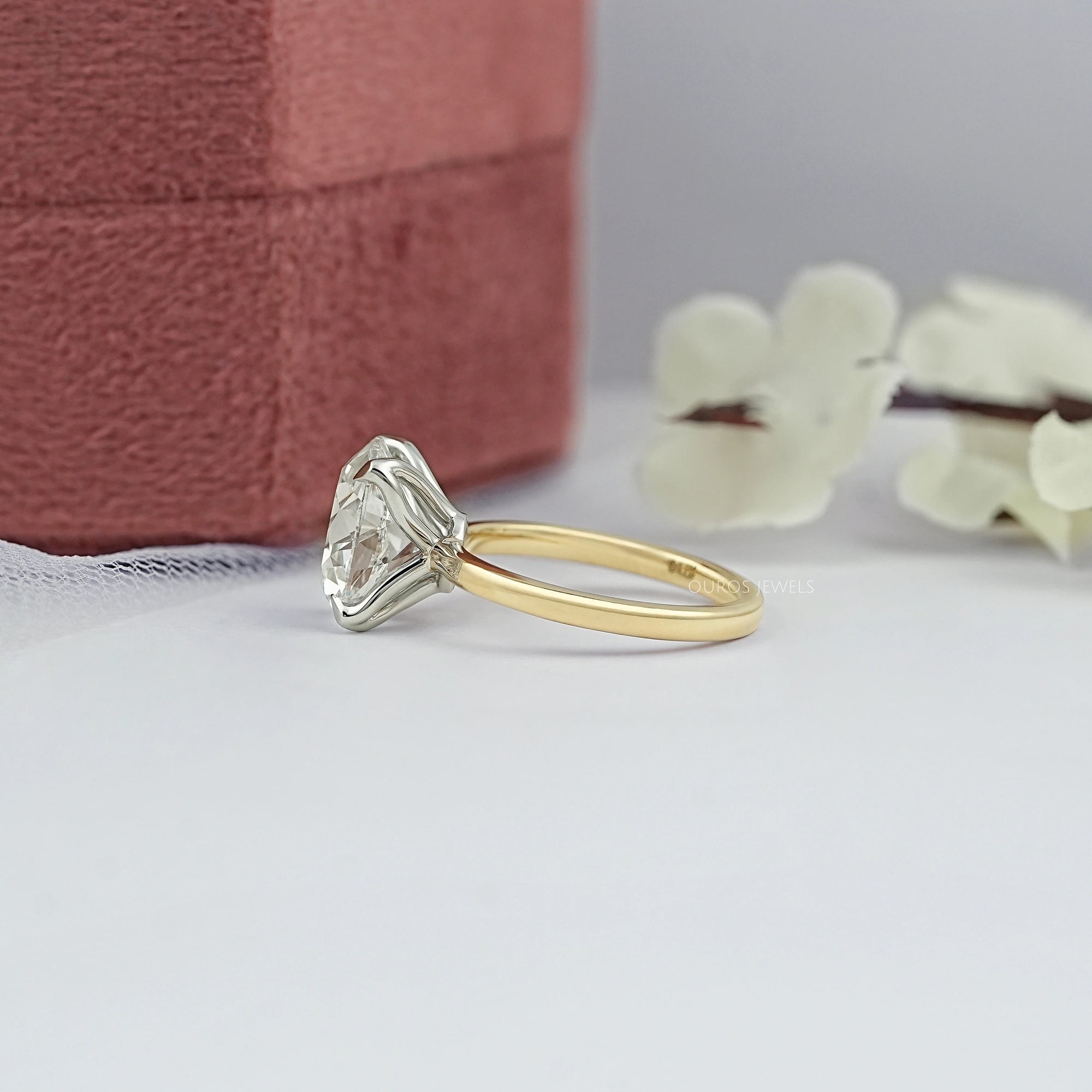 Solitaire Old Mine Cut Oval Diamond Engagement Ring Rings