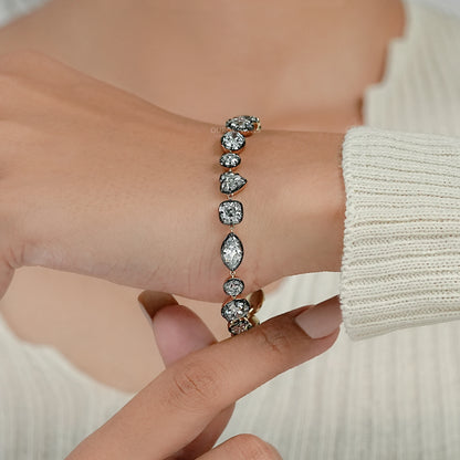Multi Lab Diamond Bezel Set Solitaire Chain Bracelet 